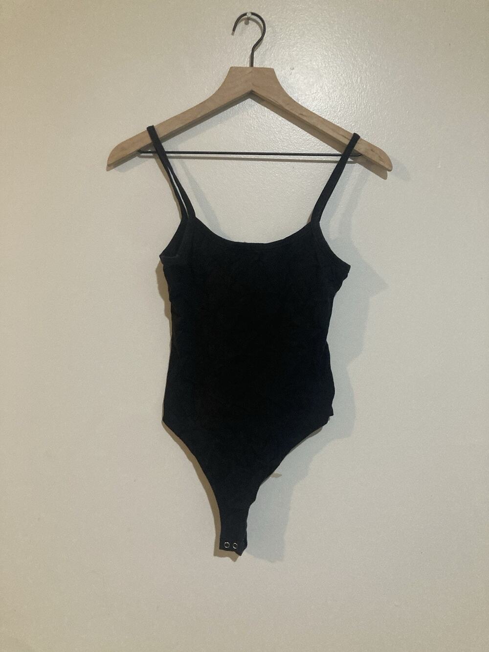 Women's Double Zero Black Spaghetti Strap Bodysuit Size Small Slimming Snaps